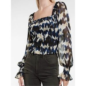 EXPRESS Square Neck Smocked Body Top